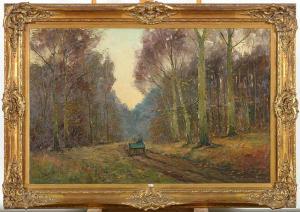 COOMANS Auguste 1855-1896,Charrette dans un chemin en forêt,19th century,VanDerKindere BE 2023-01-24