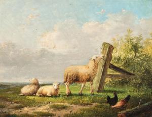 COOMANS Auguste 1855-1896,Landscape with sheep and poultry,De Vuyst BE 2018-05-19