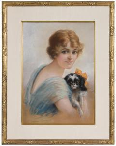 COOMANS Diana 1861-1952,Portrait of a Young Woman with a Pekinese Dog,Brunk Auctions US 2020-05-15