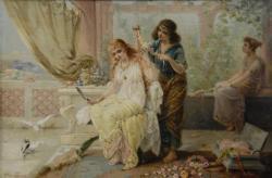 COOMANS Heva 1860-1939,SEATED LADY BEING DRESSED BY HER ATTENDANTS,Grogan & Co. US 2010-10-23