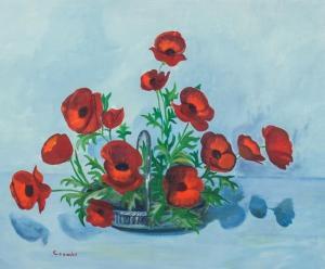 COOMBS Edith Grace Lawson 1890-1986,basket of red poppies,888auctions CA 2022-10-13