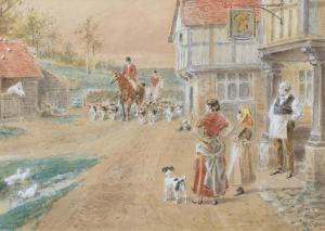 COOPER Alfred W 1850-1901,Huntsmen and hounds approaching a tavern In Countr,Peter Wilson 2020-09-17