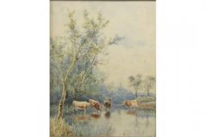 COOPER Alice 1800-1800,Study of cattle standing in a stream,Denhams GB 2015-07-29