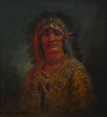 COOPER Astley David M,Native American wearing a headdress,1913,John Moran Auctioneers 2021-11-30