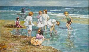 COOPER C.C,Beach scene with children playing,Nadeau US 2022-02-05