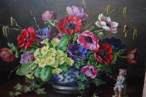 COOPER Constance,spring flowers in a blue and white bowl,,Lawrences of Bletchingley 2021-07-20