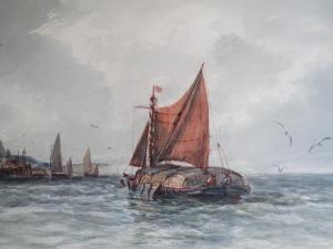 COOPER H 1800-1800,A coastal scene with town, figures and sailing ves,1910,Cuttlestones 2021-09-02