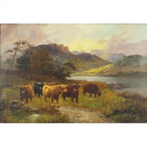 COOPER Henry M 1842-1872,Highland cattle beside a river,Eastbourne GB 2019-11-07