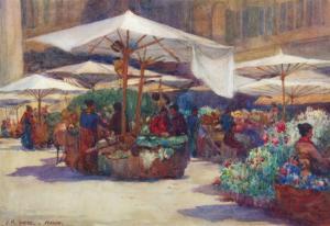COOPER JR. Ruffin 1942-1992,an Italian piazza with stalls,Fellows & Sons GB 2012-12-11