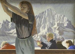 COOPER Julian 1947,Figures in front of mountain range,1992,Moore Allen & Innocent GB 2019-06-28