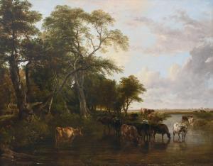 Cooper Thomas Sidney # Lee Frederick Richard,A wooded river landsca,1883,Woolley & Wallis 2023-09-05