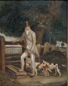 COOPER W.S 1800-1900,A huntsman with two spaniels approaching a stile,Mallams GB 2007-12-19