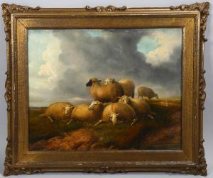 COOPER William Sidney 1854-1927,flock of sheep on hilltop,Burstow and Hewett GB 2023-07-20
