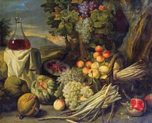 COOSEMANS Alexander 1627-1689,Stillleben mit Früchten, Spargel und einer Wei,im Kinsky Auktionshaus 2010-09-28