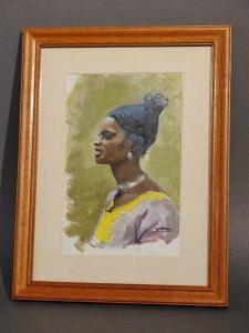 COOX Suzanne 1922-2004,Portrait d'africaine,Legros BE 2018-04-27