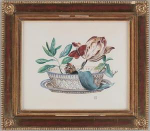COPE Lucy,still life with iris, moths and caterpillar in ret,1994,South Bay US 2021-07-31