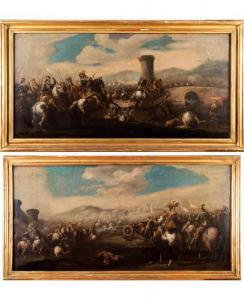 COPPOLA Carlo 1640-1660,Scena di battaglia; Scena di assedio,Eurantico IT 2023-06-29