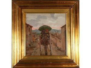 CORAZZI Enrico 1887-1952,Paesaggio con carrozza e personaggi,Maison Bibelot IT 2022-06-07