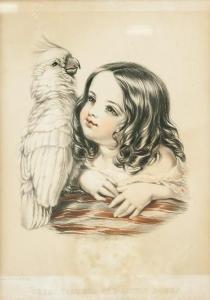 CORBAUX Louisa 1808-1884,portrait of a girl with perched white cockatoo,1852,888auctions 2020-01-16