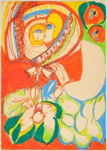 CORBAZ Aloise 1886-1964,Composition à deux visages avec fleurs,1960,Galerie Koller CH 2023-12-01