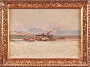 CORBELLINI Francois 1863-1943,Bateaux dans le port d\’Ajaccio sous la neige,Osenat FR 2023-07-09
