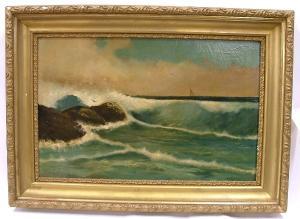 CORBEN BENJAMIN 1800-1900,Seascape with surf on rocks,O'Gallerie US 2009-01-19