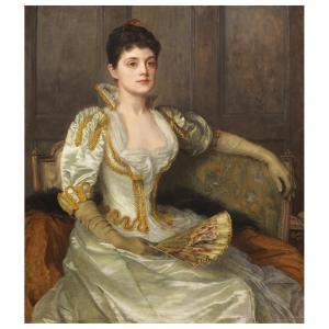 CORBET Edith Ellenborough 1850-1920,RITRATTO DI GENTILDONNA CON VENTAGLIO,1891,Pandolfini 2022-10-12