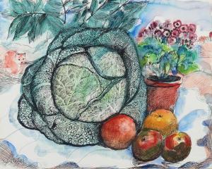 CORBETT Lydia,Still life of a cabbage, fruit and flowers,Bellmans Fine Art Auctioneers 2021-11-16