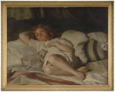 CORBINEAU Charles Auguste 1835-1901,Child Resting with Doll,1866,Brunk Auctions US 2017-01-27