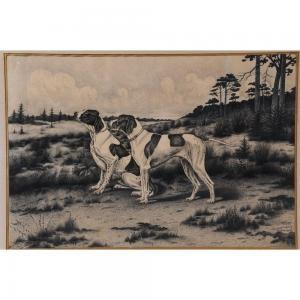 CORBRON Constant,2 chiens à l’’arrêt,1915,Herbette FR 2014-04-27