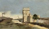 CORCHON Luís 1800-1800,Vista da Torre de Belém com crianças,Palacio do Correio Velho PT 2010-11-10