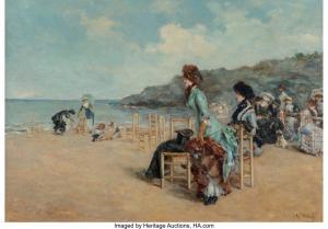 CORCHON Y DIAQUE Ricardo 1853-1925,An elegant company on the beach,Heritage US 2023-06-09