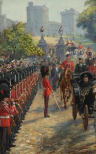 CORDEN Victor Milton 1860-1939,'Royal Salute, Present Arms!': The Queen leavi,1898,Woolley & Wallis 2020-09-08