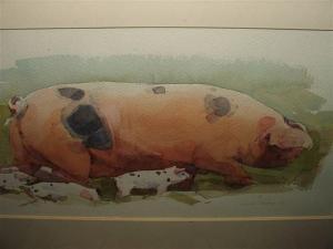 CORDERY DONALD 1900-2000,Gloucester Old Pig and litter,1998,Mallams GB 2011-03-09