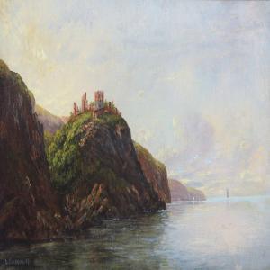 CORDSEN L 1800-1800,Coastel scenery with ruined castle,Bruun Rasmussen DK 2012-09-10