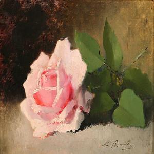 CORNÉLIUS Marie Lucie 1850-1915,A pink rose on a table,Bruun Rasmussen DK 2011-02-14