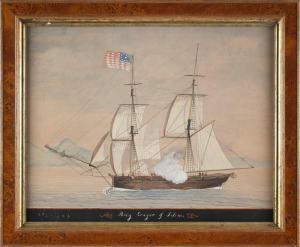 CORNE Michele Felice 1752-1845,Portrait of the "Brig Cruger of Salem" off Naples,Eldred's 2023-08-11