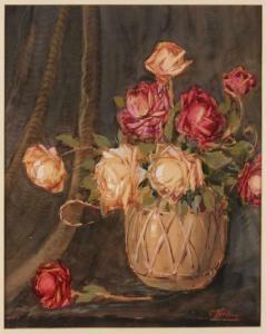 CORNELIS TERLOUW 1890-1948,Vase with roses,Twents Veilinghuis NL 2018-07-13
