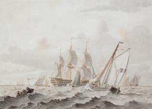 CORNELIS Thim,A coastal scene with a three-master on a choppy se,1812,Venduehuis 2018-05-30