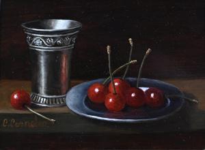 CORNELISZ C 1900-1900,Still life with tin and cherries on the table,Twents Veilinghuis NL 2024-01-11