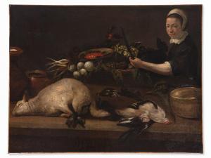 CORNELISZ VAN RIJCK Pieter 1567-1637,A kitchen maid at work,1600,Auctionata DE 2014-06-18