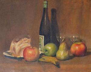 CORNELIUS AUGUST,STILL LIFE, FRUIT AND WINE,Leonard Joel AU 2016-04-28