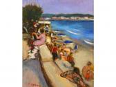 CORNU Pierre 1895-1996,La plage.,Etude Provence FR 2008-10-18