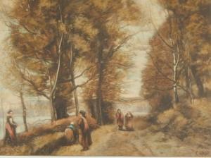 Corot Jean Baptiste Camille 1796-1875,Figures on woodland path,Golding Young & Mawer GB 2016-04-27