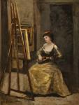 Corot Jean Baptiste Camille 1796-1875,Jeune femme jouant de la mandoline dans l'atel,Galerie Koller 2024-03-22