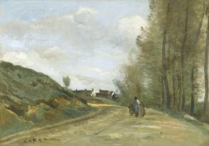 Corot Jean Baptiste Camille,LA ROUTE DE GOUVIEUX, PRÈS DE CHANTILLY,1860,Sotheby's 2013-11-20