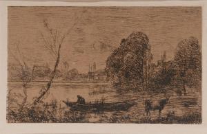 Corot Jean Baptiste Camille,Ville d'Avray : l'étang au batelier,1862,Alliance Encheres 2008-03-30