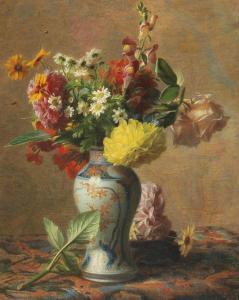 CORPET Charles Étienne 1831-1903,A Bouquet of Flowers in a Porcelain Vase with Chi,Palais Dorotheum 2020-05-13