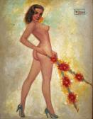 Corral Fulgencio F,Untitled (Brunette Nude with Bullfighting Spears),1959,Santa Monica 2017-11-19