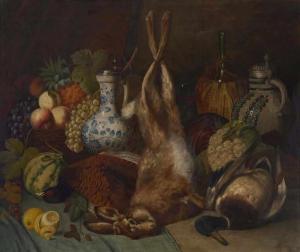 CORREGGIO Josef 1810-1891,Still Life with Shot Hare, Duck, Fruits and Jugs,Neumeister DE 2018-09-26